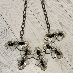 J. Crew Black and White Floral Necklace
